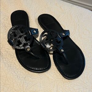Tory Burch Black Logo Thong Sandals